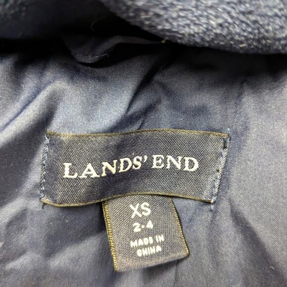 Land's End Coat Women's Size XS 2-4 Navy Down Fur Hooded - Picture 11 of 14